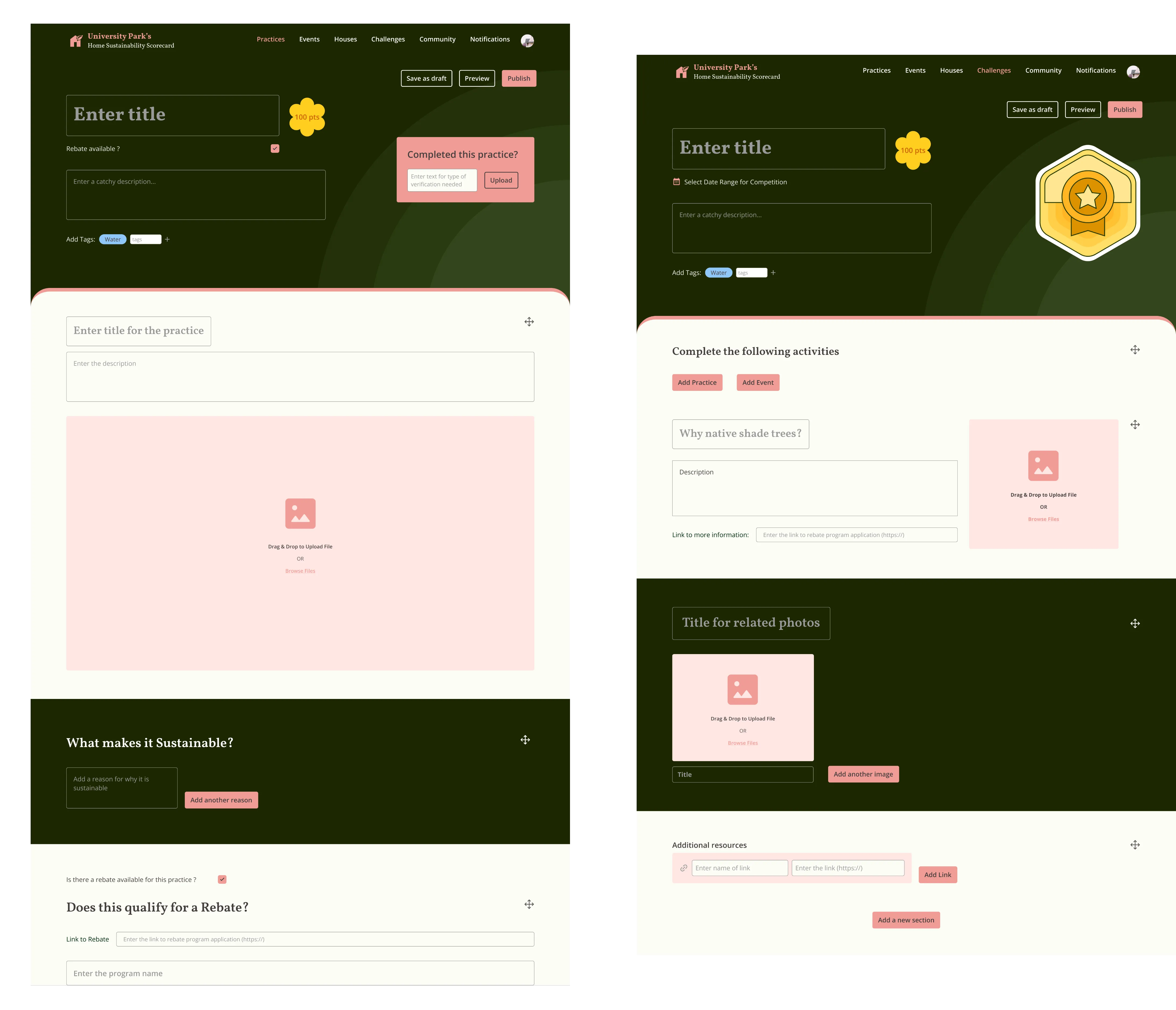 Admin dashboard interface